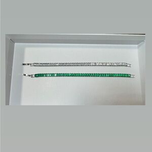 Elegant Silver and Green Bracelet Set